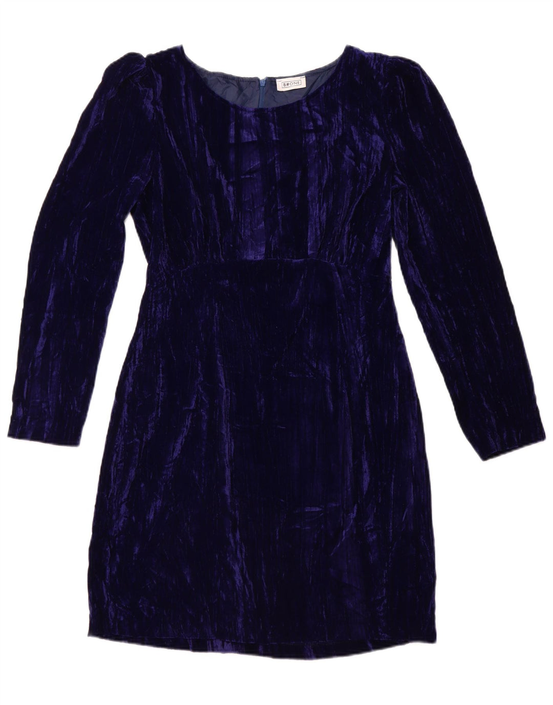 Женское велюровое платье-футляр B.ONE с длинными рукавами UK 14, большой синий полиэстер