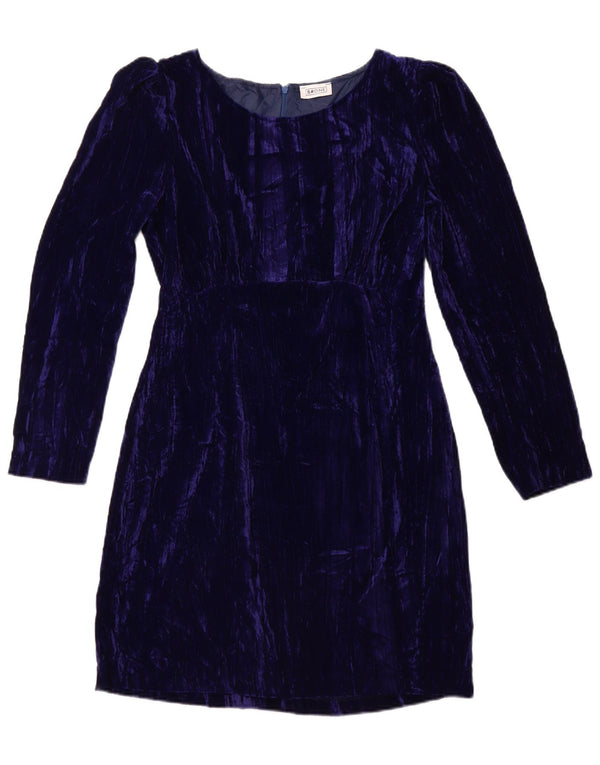 Женское велюровое платье-футляр B.ONE с длинными рукавами UK 14, большой синий полиэстер