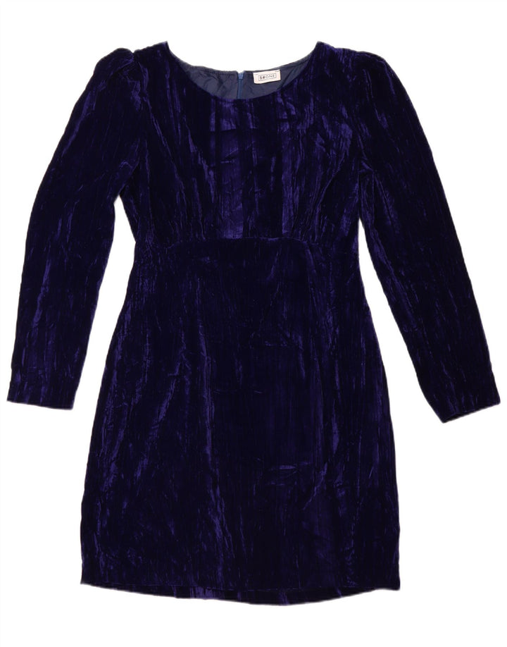 Женское велюровое платье-футляр B.ONE с длинными рукавами UK 14, большой синий полиэстер