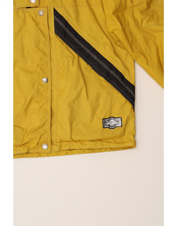 BRUGI Womens Hooded Rain Jacket IT 44 XL Yellow Colourblock Polyamide Vintage Brugi and Second-Hand Brugi from Messina Hembry 