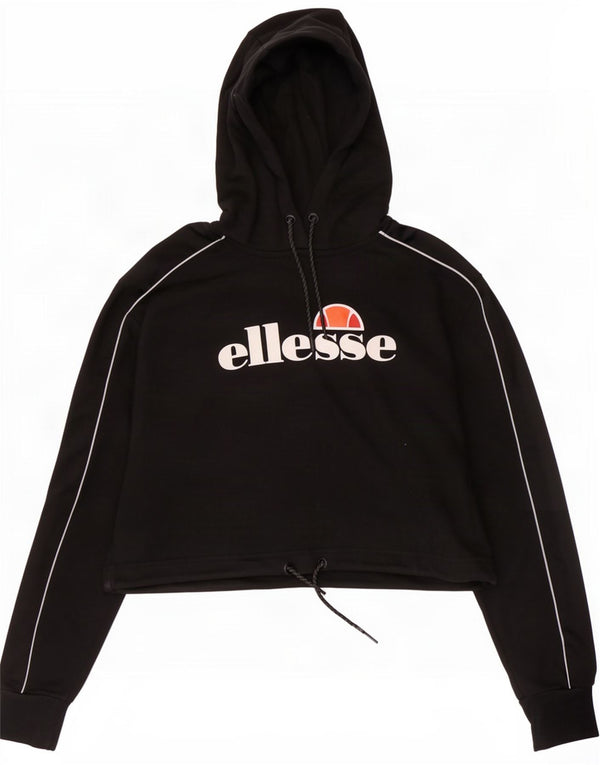 Женский укороченный джемпер с капюшоном Ellesse UK 12, средний черный, хлопок
