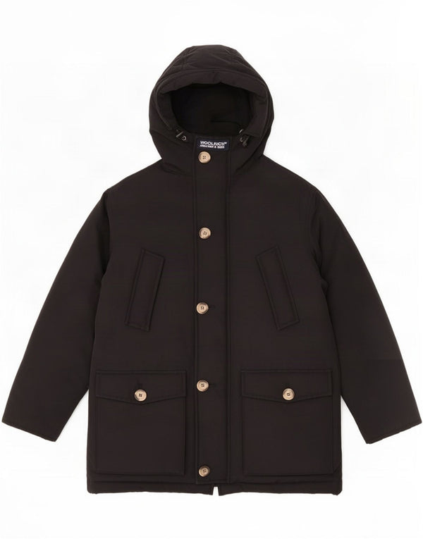 Утепленная куртка с капюшоном Woolrich для мальчиков 7-8 лет, черный хлопок