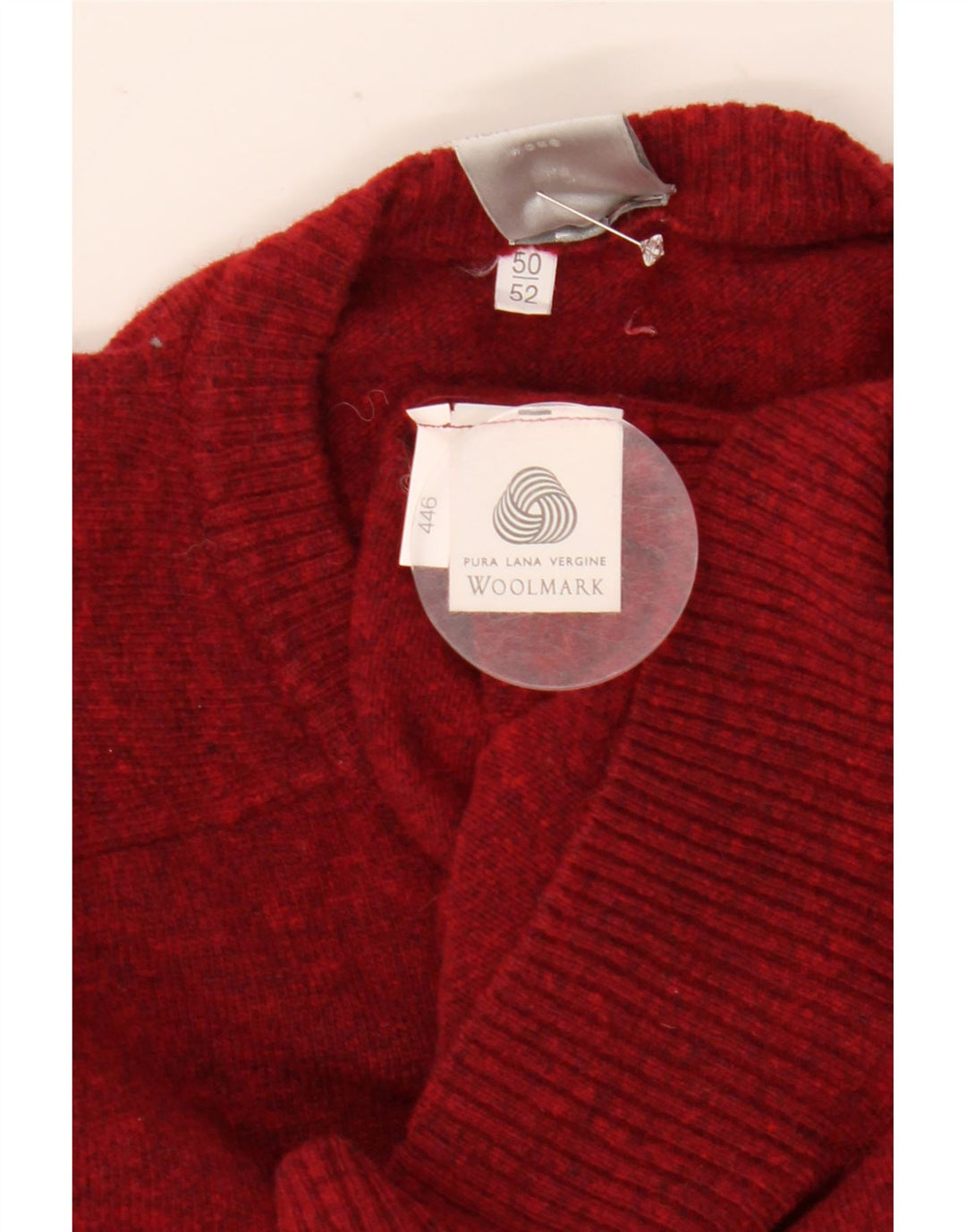 Винтажный мужской джемпер с круглым вырезом IT 50/52, средний темно-бордовый в крапинку