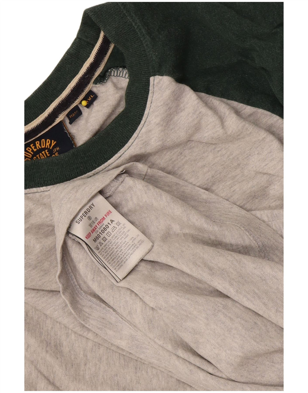 Мужской топ Superdry с длинным рукавом 2XL, серый хлопок с цветными блоками