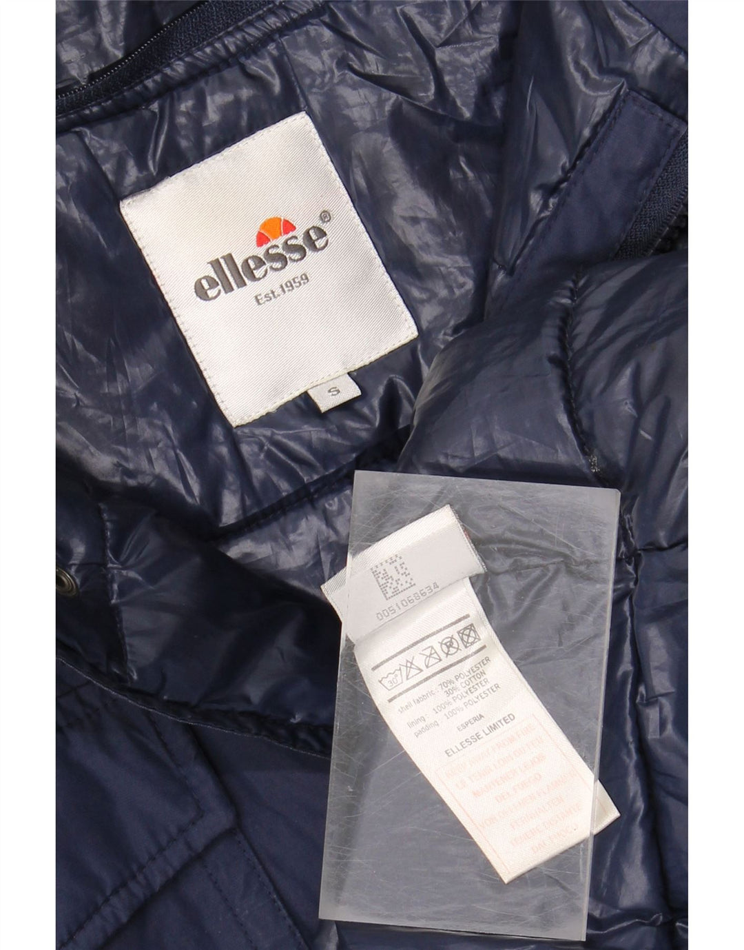 ELLESSE Mens Military Utility Jacket UK 36 Small Navy Blue Polyester Vintage Ellesse and Second-Hand Ellesse from Messina Hembry 