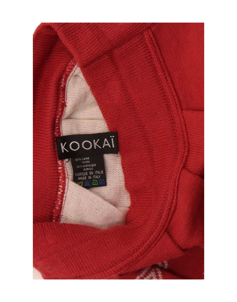 KOOKAI Womens A-Line Skirt W22 2XS Red Fair Isle Wool Vintage Kookai and Second-Hand Kookai from Messina Hembry 