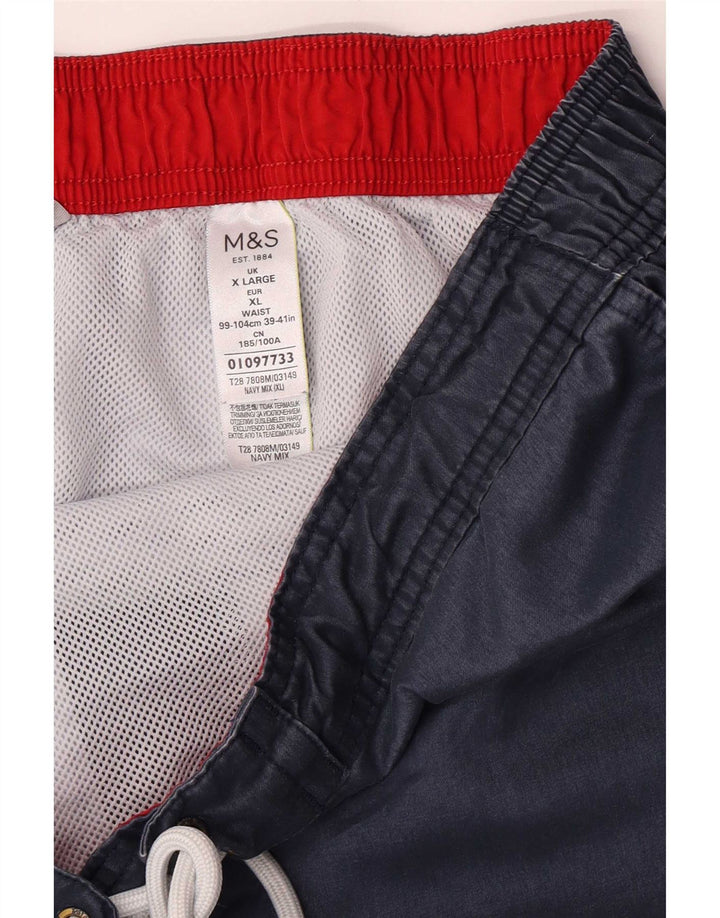 Мужские шорты для плавания Marks & Spencer XL, темно-синие, полиэстер с цветными блоками