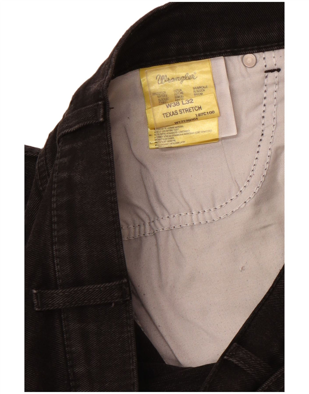 Мужские прямые джинсы WRANGLER Texas Stretch W38 L32, черный хлопок