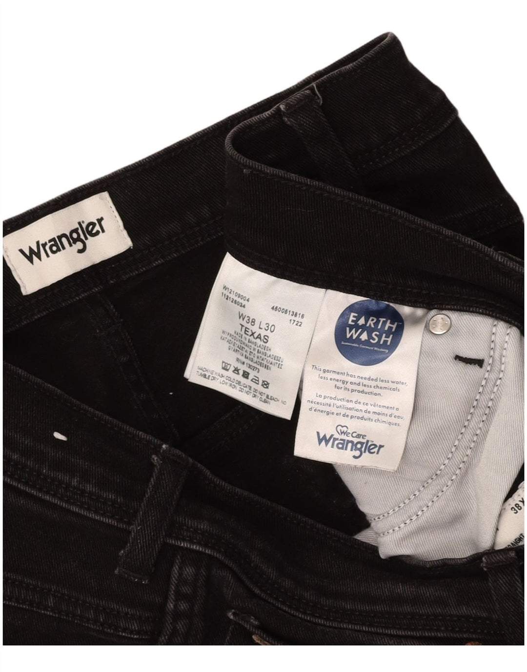 Мужские прямые джинсы WRANGLER Texas W38 L30, черный хлопок