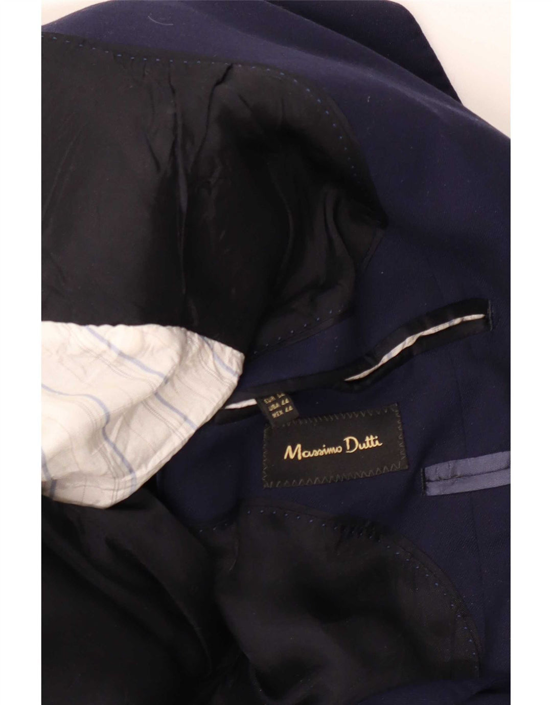 Мужской пиджак Massimo Dutti на 2 пуговицах EU 54 XL темно-синий из шерсти