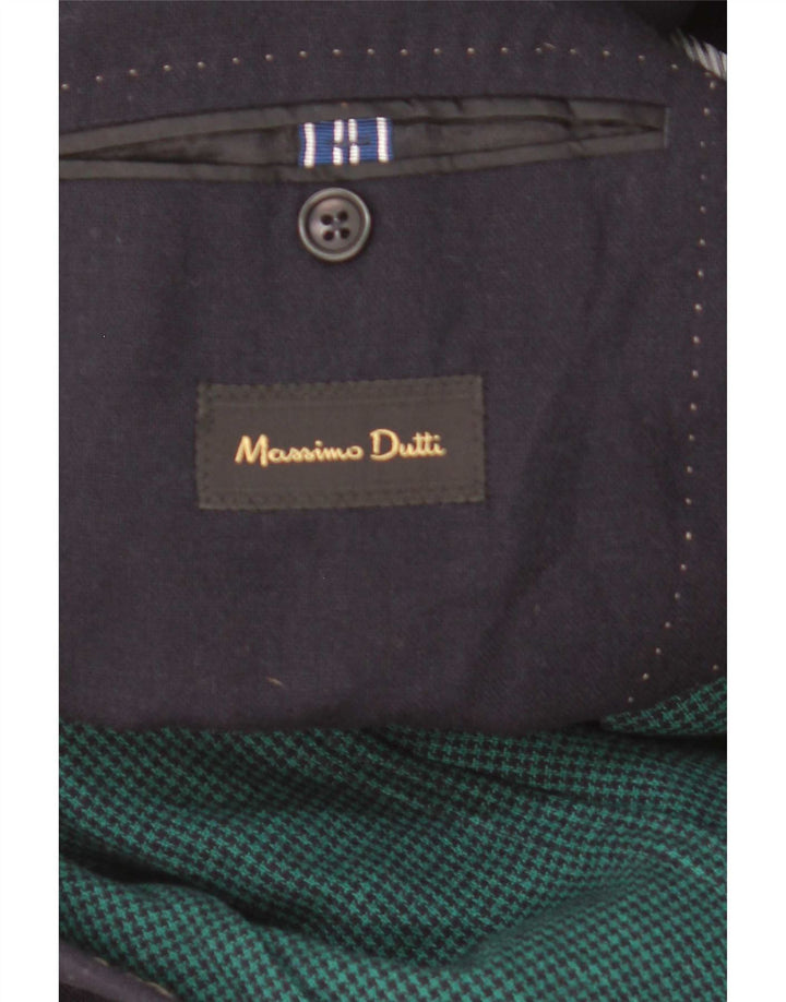 Мужской пиджак Massimo Dutti на 2 пуговицах EU 48, средний темно-синий, шерсть