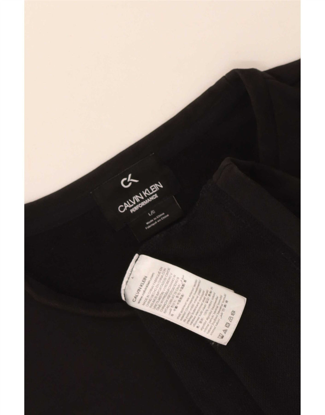 Женский топ с длинным рукавом Calvin Klein UK 14, большой черный хлопок