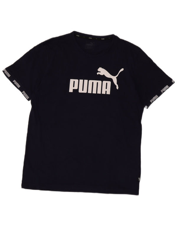 Мужская футболка с рисунком Puma, большой темно-синий хлопок
