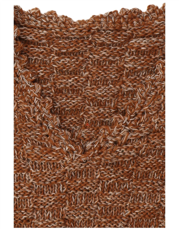 ВИНТАЖНЫЙ женский джемпер с v-образным вырезом, Великобритания, 16, большой коричневый в крапинку