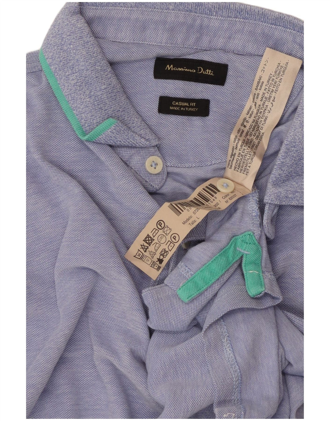 Мужская рубашка поло Massimo Dutti, большая синяя хлопковая рубашка