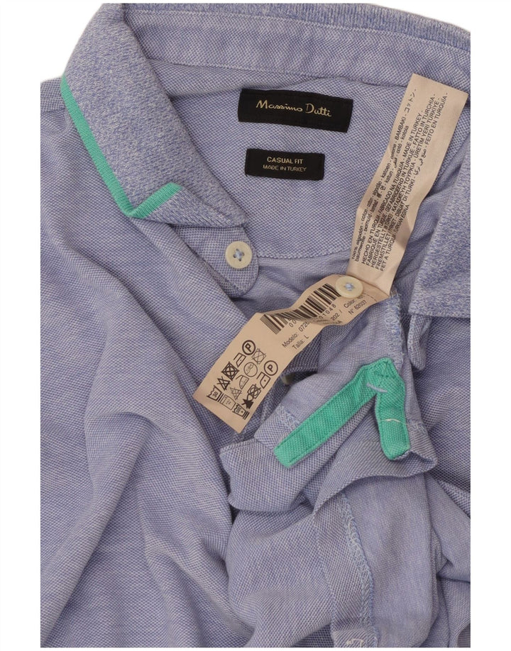 Мужская рубашка поло Massimo Dutti, большая синяя хлопковая рубашка