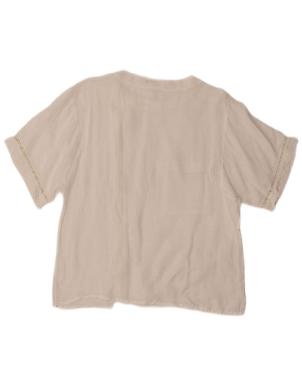 VINTAGE Женская рубашка-рубашка с коротким рукавом IT 48 XL Белая