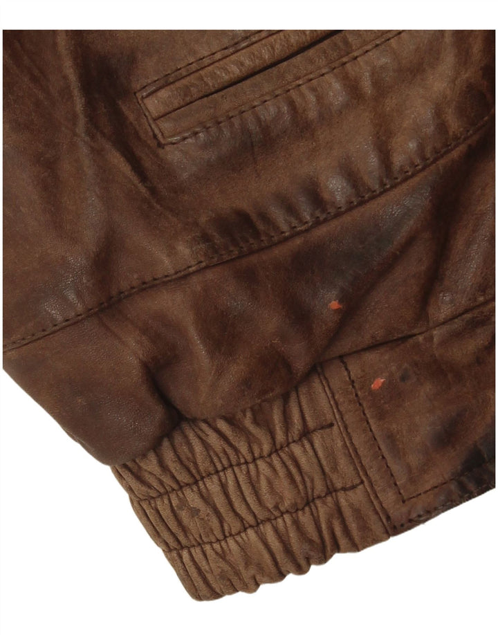 Винтажный мужской кожаный жилет IT 50, большой коричневый кожаный