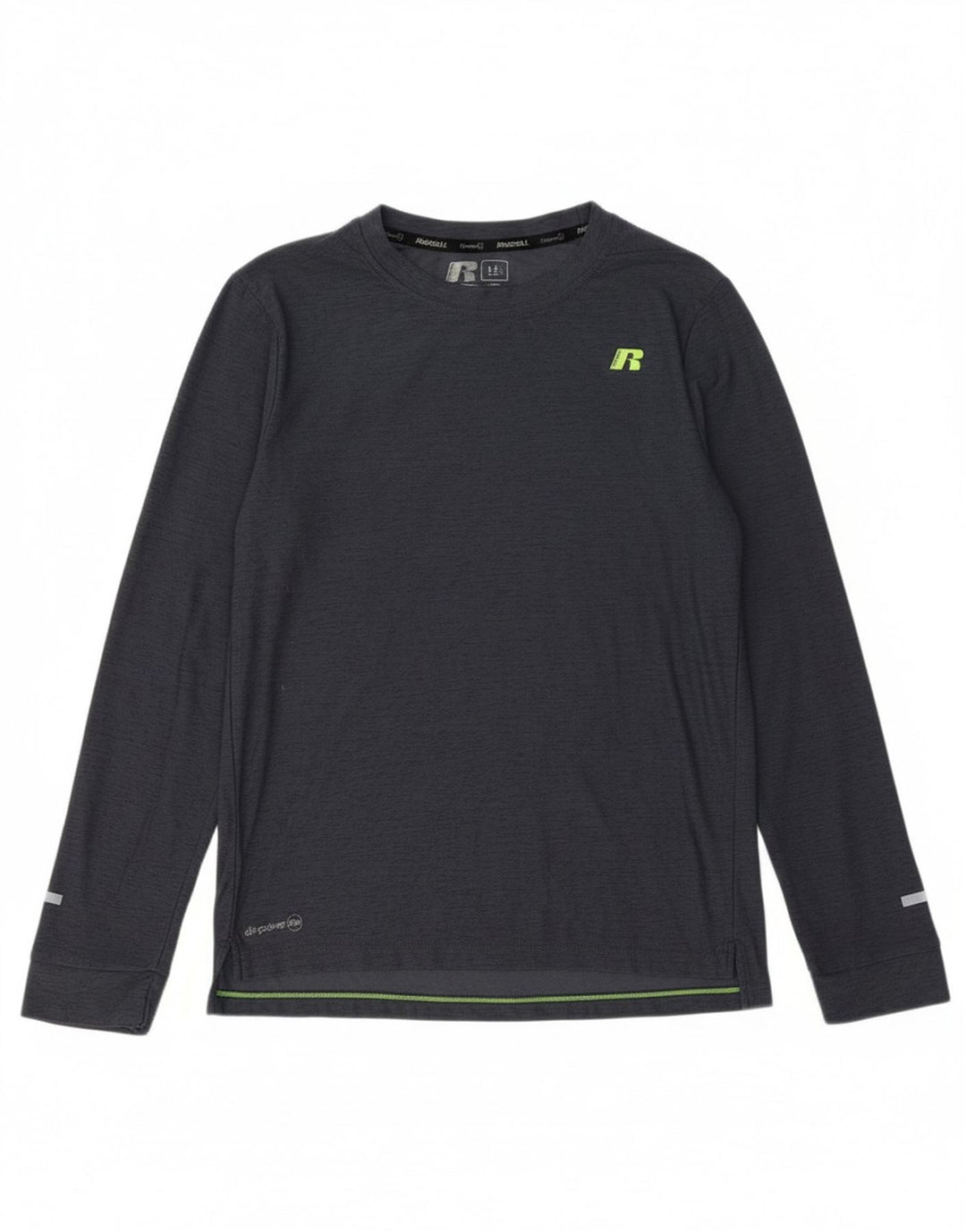 RUSSELL ATHLETIC Boys Top Long Sleeve 10-11 Years Large Grey Polyester