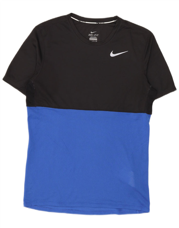Мужская футболка NIKE Dri Fit, маленький черный полиэстер с цветными блоками