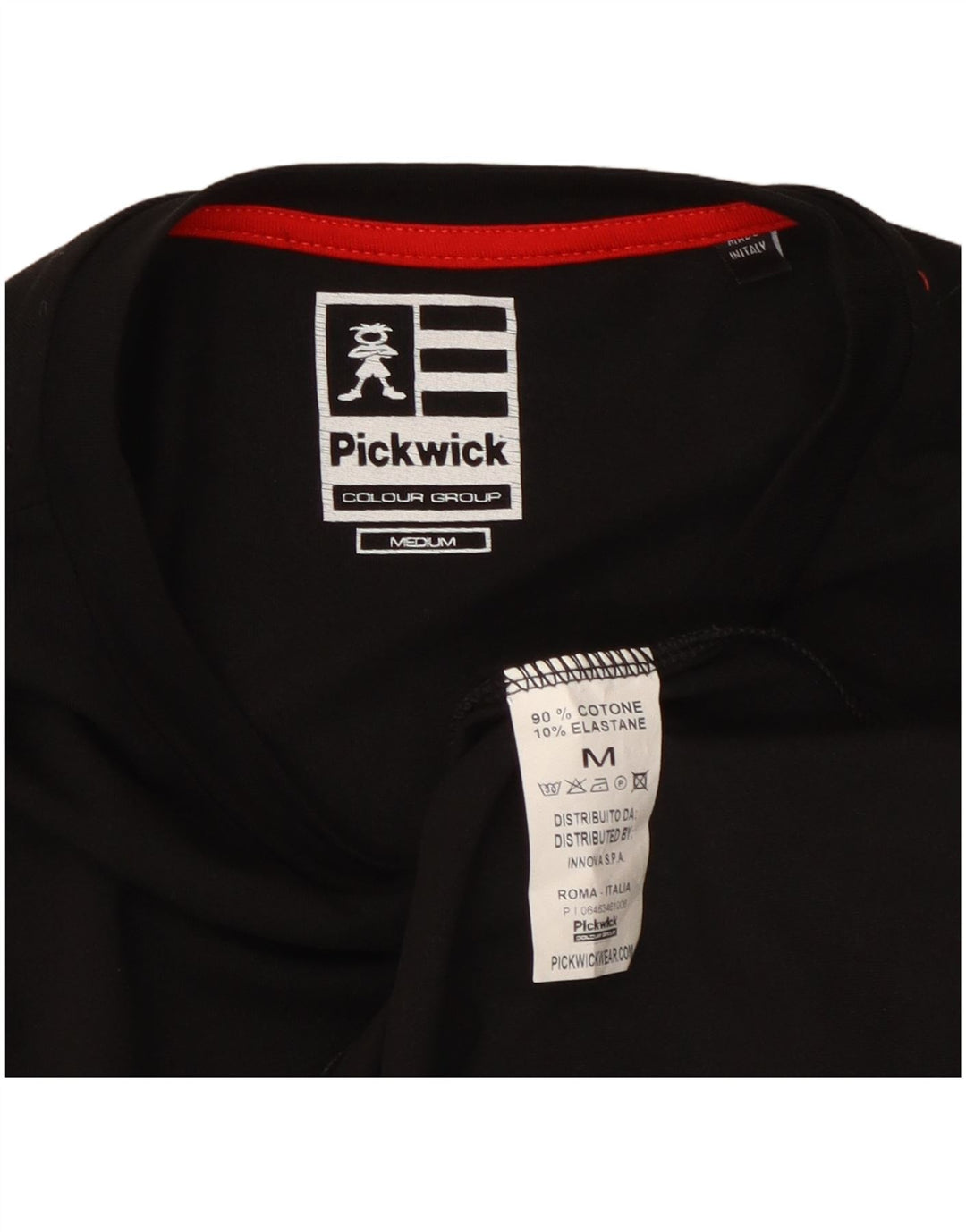 Мужской топ с рисунком Pickwick, средний черный хлопок с длинными рукавами