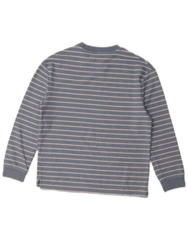 Хлопковый топ с длинными рукавами Marks & Spencer для мальчиков 11–12 лет, в синюю полоску