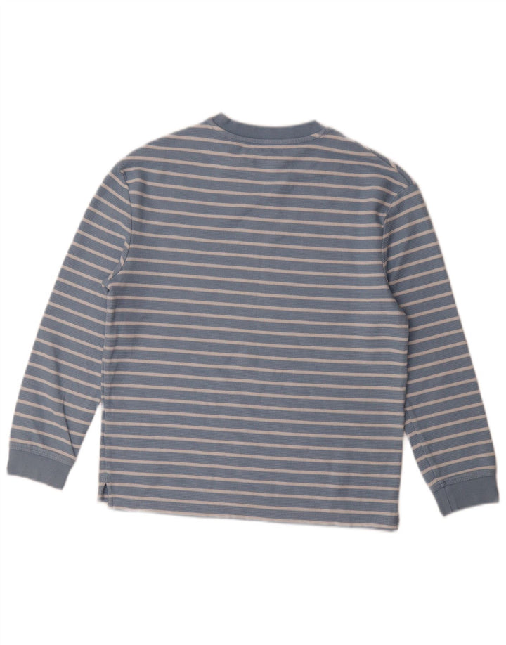 Хлопковый топ с длинными рукавами Marks & Spencer для мальчиков 11–12 лет, в синюю полоску