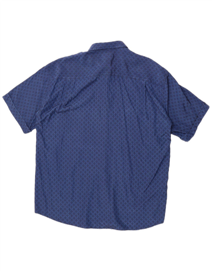 Мужская рубашка Raybest с коротким рукавом XL, темно-синяя, вискоза с геометрическим рисунком