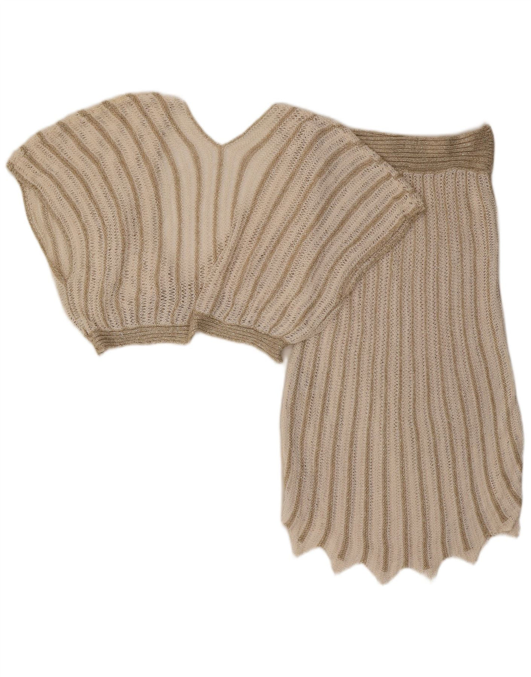 Винтажный женский комплект из 2 юбок UK 8 Small W26 Бежевый акрил в полоску