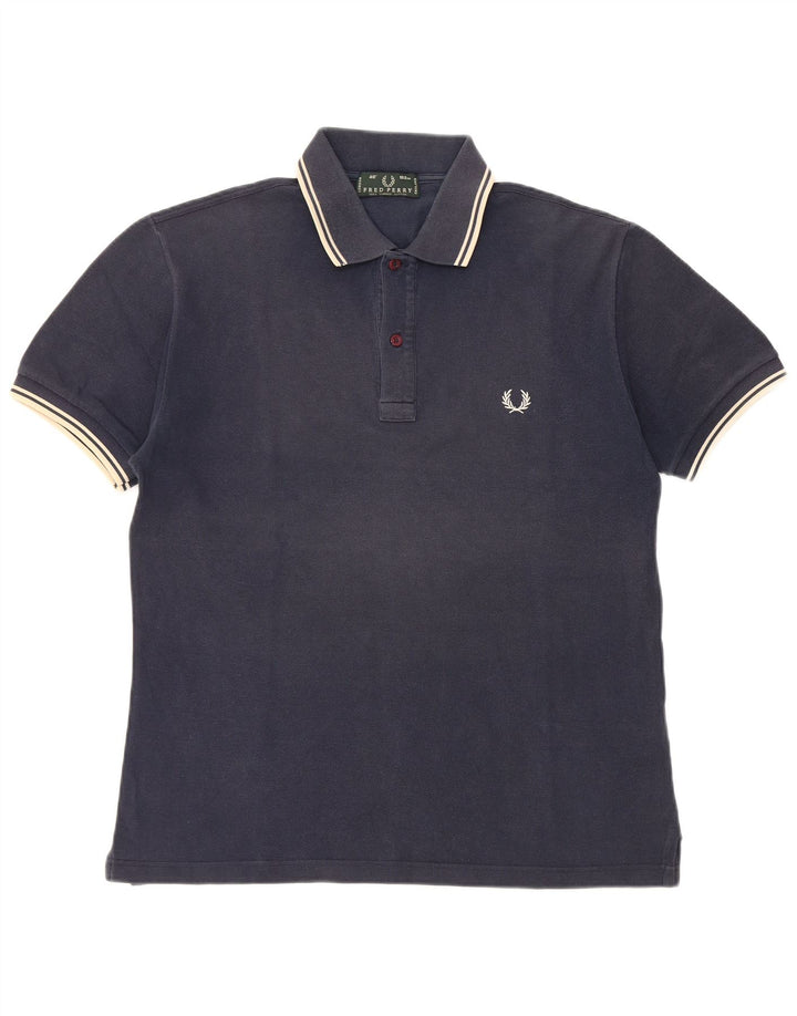 Мужская рубашка-поло Fred Perry среднего размера, темно-синяя полоска, хлопок