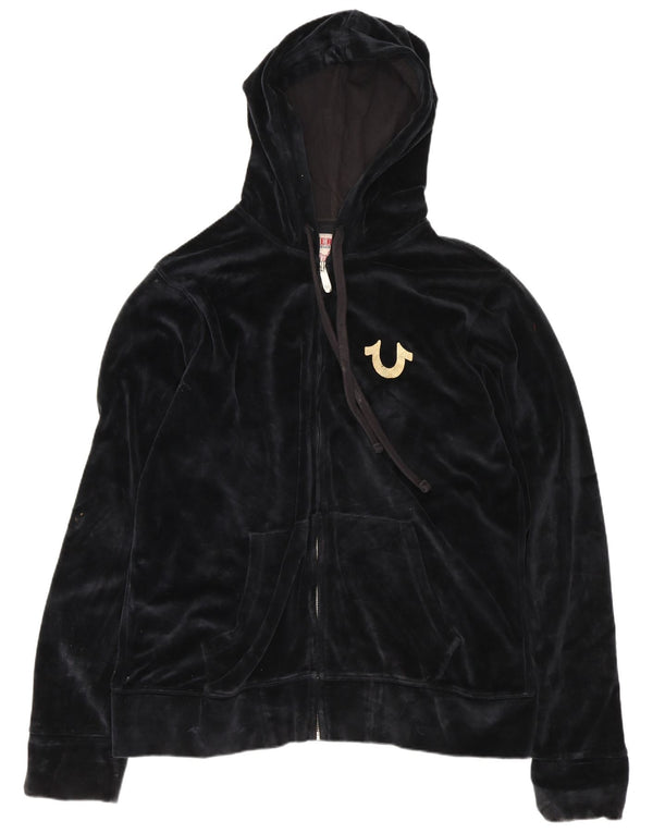 Женский свитер с капюшоном на молнии True Religion UK 18 XL, черный хлопок