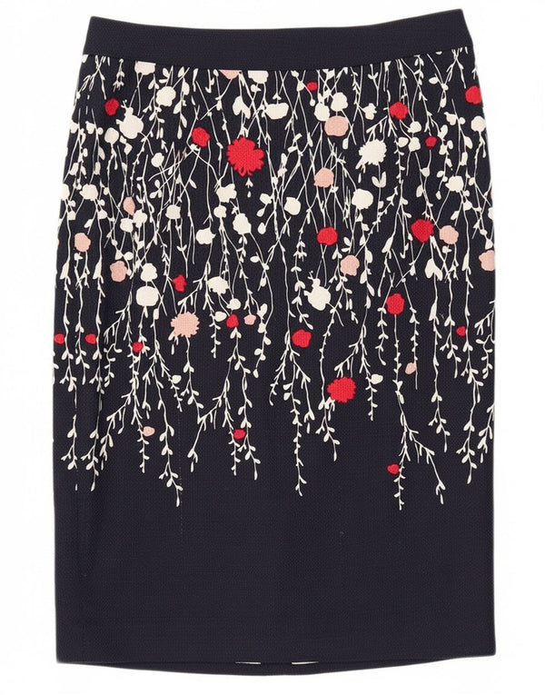 Женская юбка-карандаш миди Boden UK 8, маленькая W29, темно-синяя, хлопок с цветочным принтом