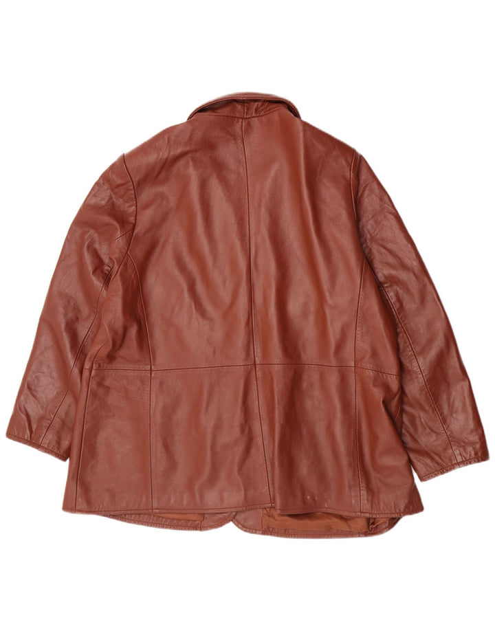 Классический женский кожаный пиджак с 3 пуговицами, Великобритания, 26, 5XL, коричневый кожаный