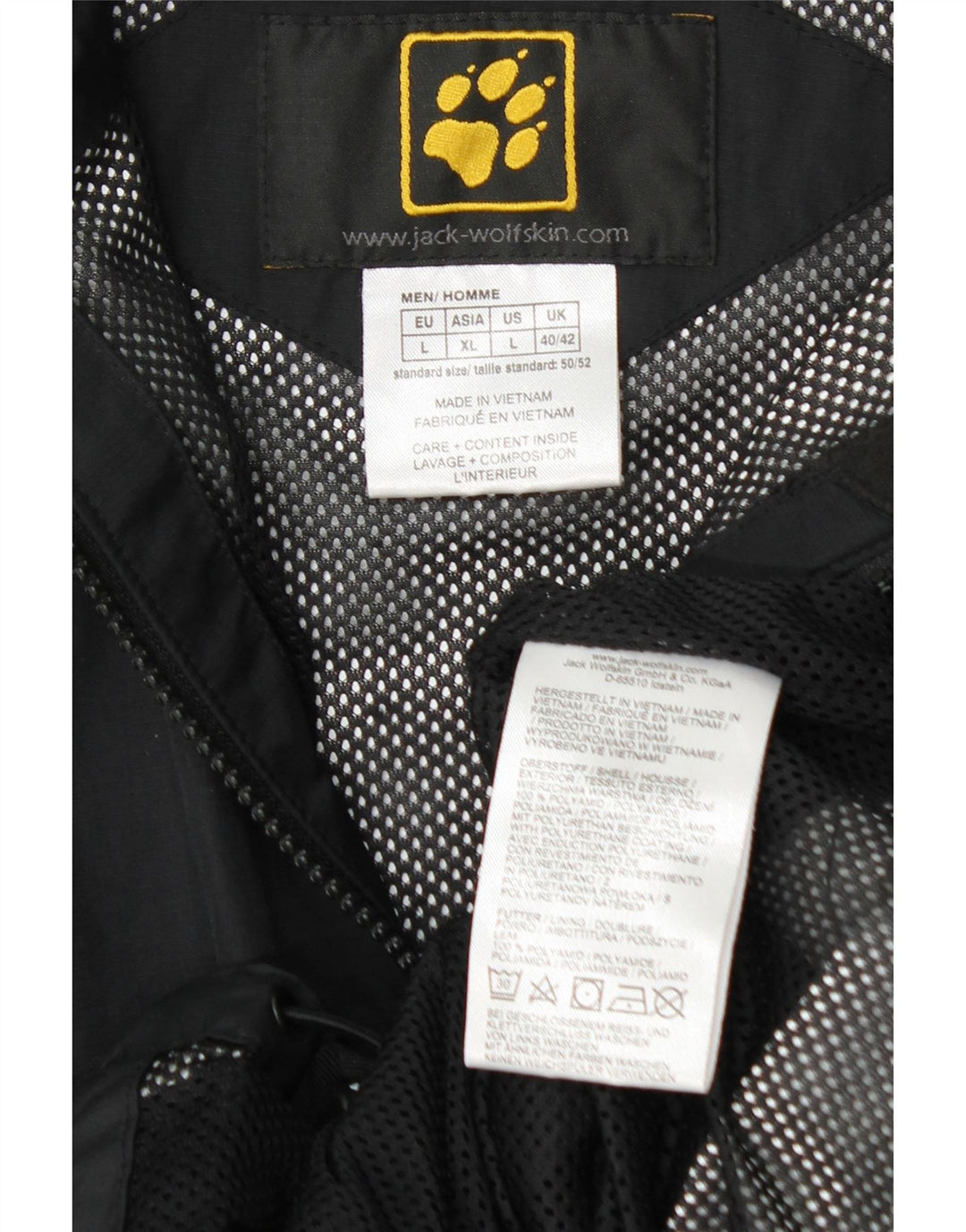 Мужская дождевик с капюшоном JACK WOLFSKIN UK 40/42, большой черный полиамид