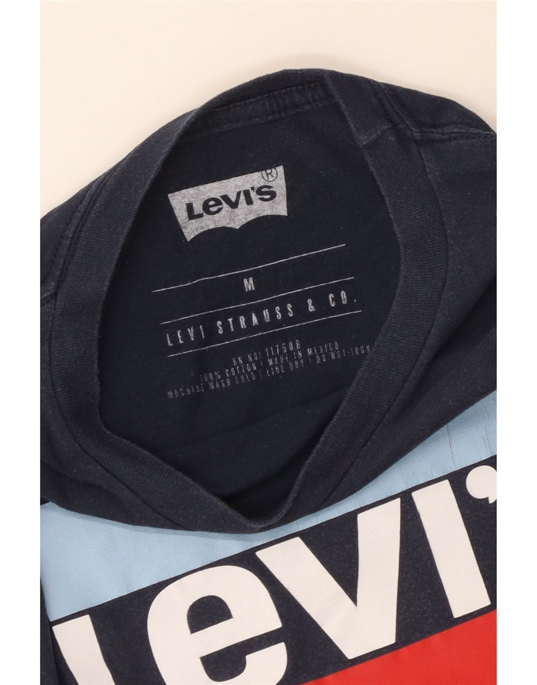 Мужская футболка с рисунком Levi's, топ среднего размера, темно-синий, хлопок