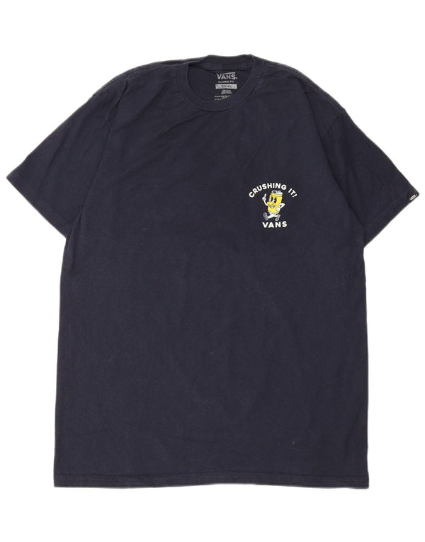 Vans Mens Classic Fit Graphic T-Shirt Top Medium Navy Blue Cotton