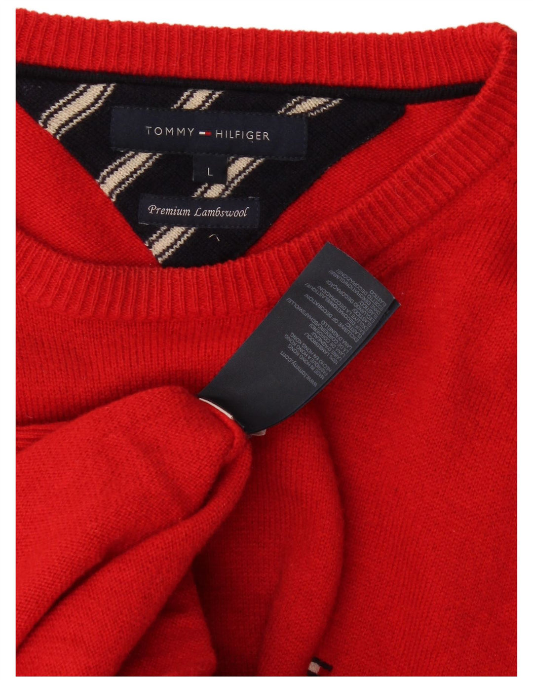 Мужской свитер с вырезом лодочкой Tommy Hilfiger, большой красный из овечьей шерсти