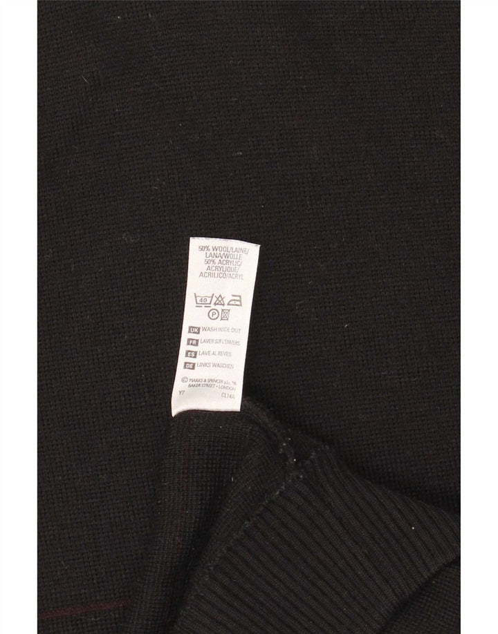 Мужской джемпер с v-образным вырезом Marks & Spencer, большой черный шерстяной полосатый свитер