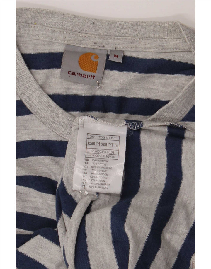 Мужская футболка Carhartt из хлопка среднего серого цвета в полоску