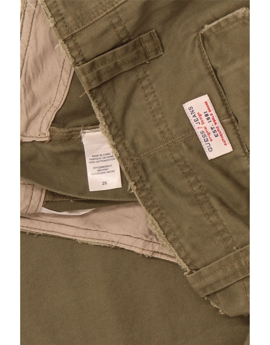 GUESS Женские потертые брюки чиносы Bootcut W29 L33 Зеленый хлопок