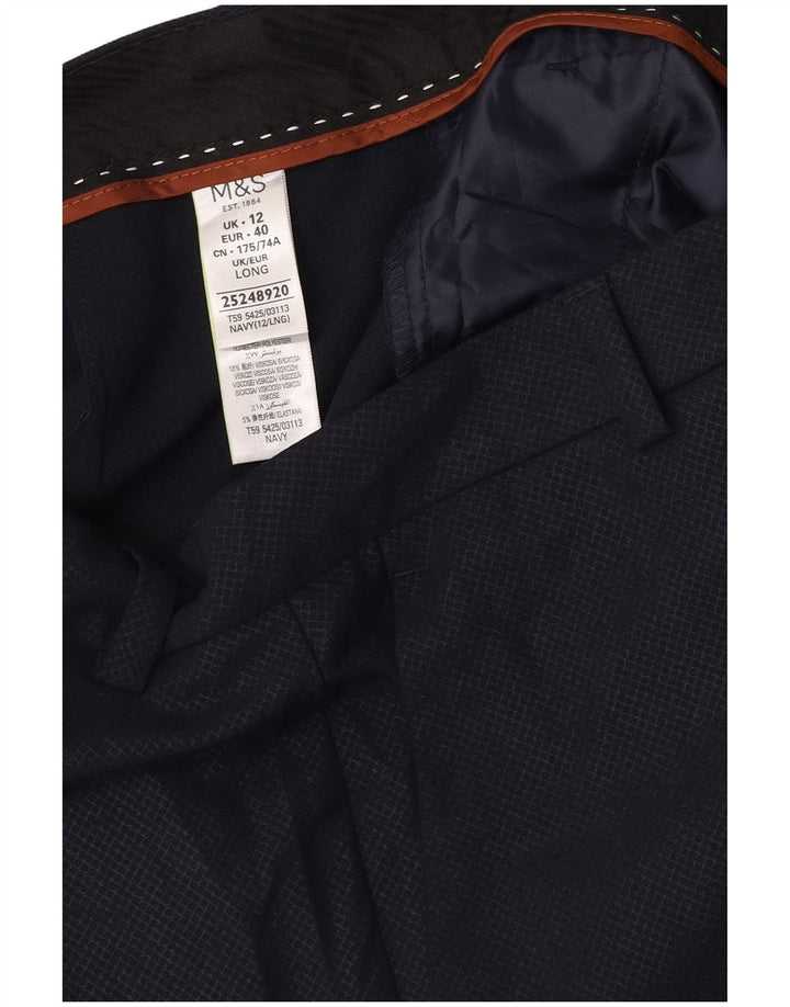 Женские костюмные брюки Marks & Spencer UK 12, средние W32 L32, темно-синие в клетку