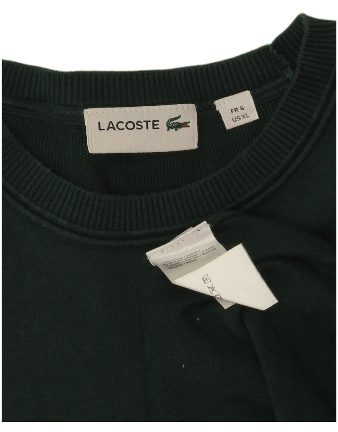 Мужской свитер Lacoste с круглым вырезом, размер 6 XL, зеленый хлопок