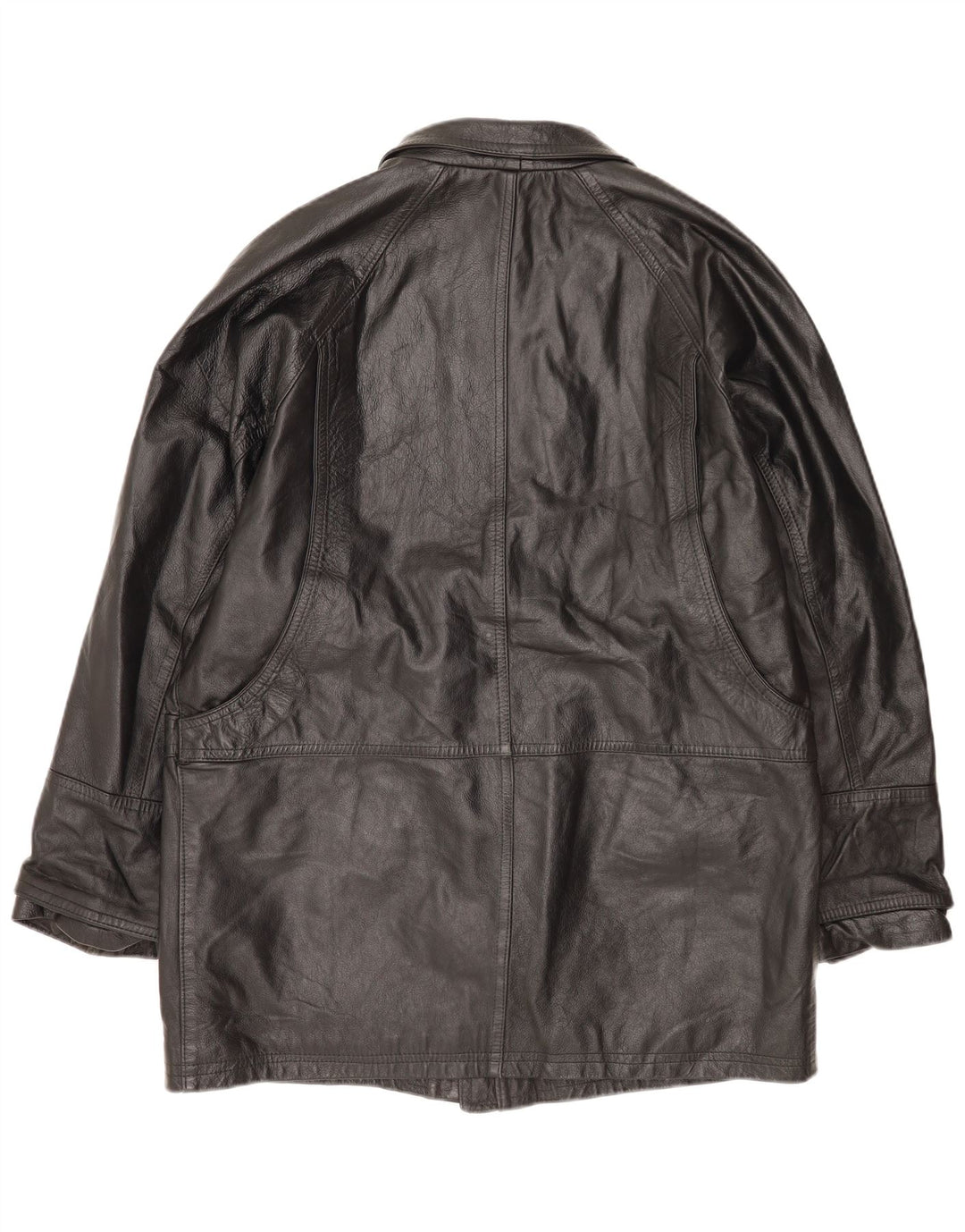 Винтажное мужское кожаное пальто UK 42 XL, черное кожаное