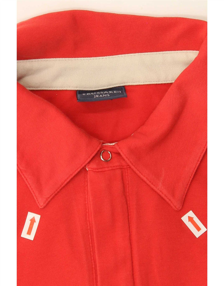 Мужская рубашка-поло Trussardi 2XL красная, хлопок