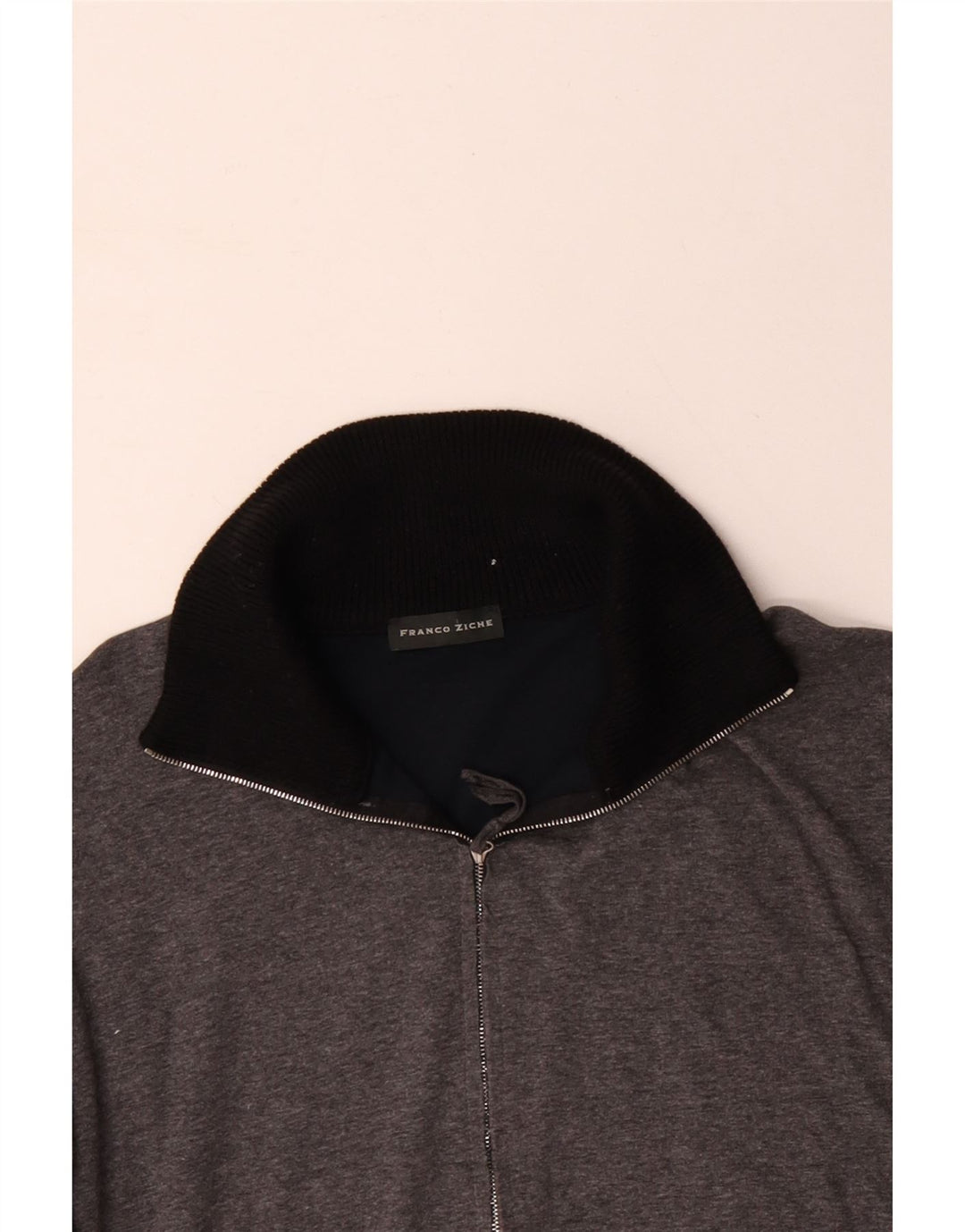 FRANCO ZICHE Мужской свитшот с воротником на молнии, большой серый цветной блок