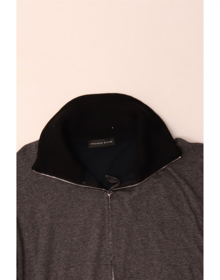FRANCO ZICHE Мужской свитшот с воротником на молнии, большой серый цветной блок