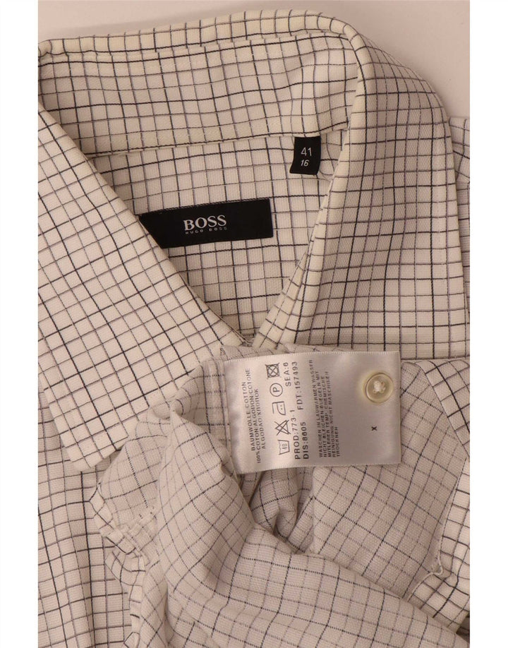 Мужская рубашка Hugo Boss, размер 41, 16, большая белая клетка, хлопок