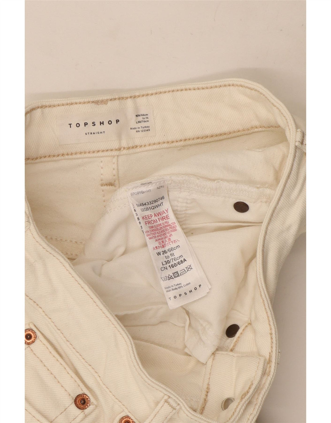 Женские прямые джинсы Topshop W26 L24, белый хлопок