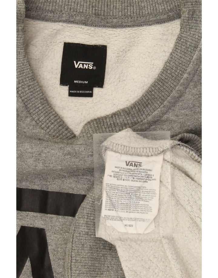 Мужской свитшот с рисунком VANS, хлопковый джемпер среднего серого цвета