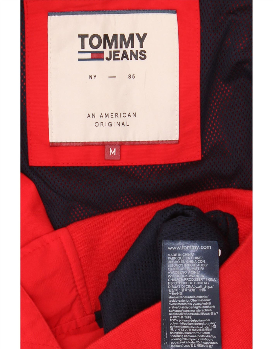 Мужская куртка-бомбер Tommy Jeans UK 38, средний красный полиэстер